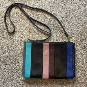 Fossil - Leather Multicolor Striped Crossbody Bag
